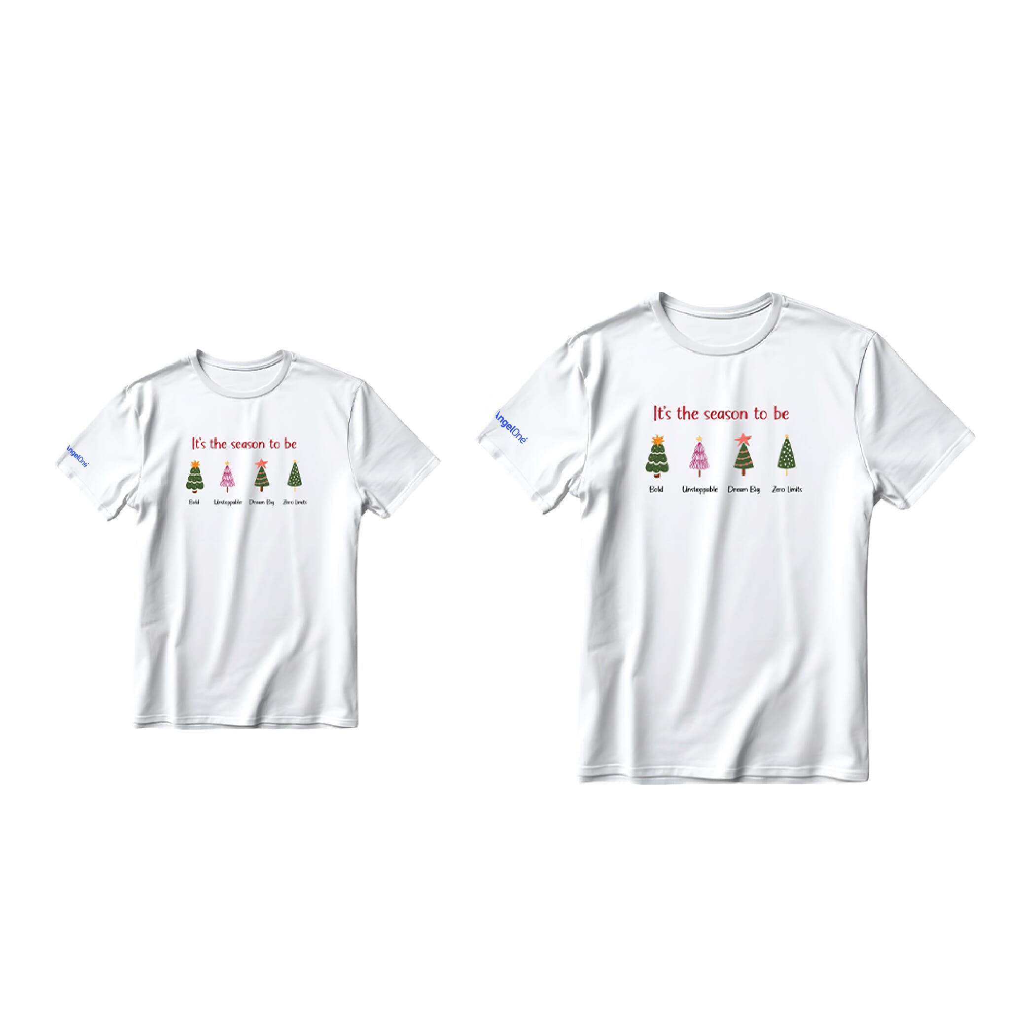 Combo Christmas Round Neck T-shirt - White